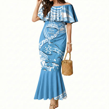 Personalised New Zealand Autism Support Mermaid Dress NZ Fern With Maori Koru Lizard