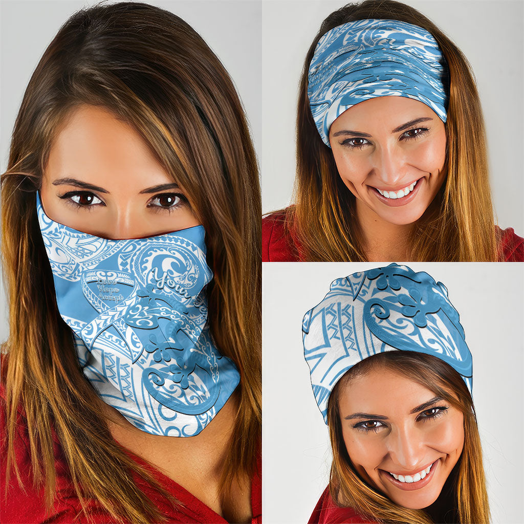 Personalised New Zealand Autism Support Neck Gaiter NZ Fern With Maori Koru Lizard