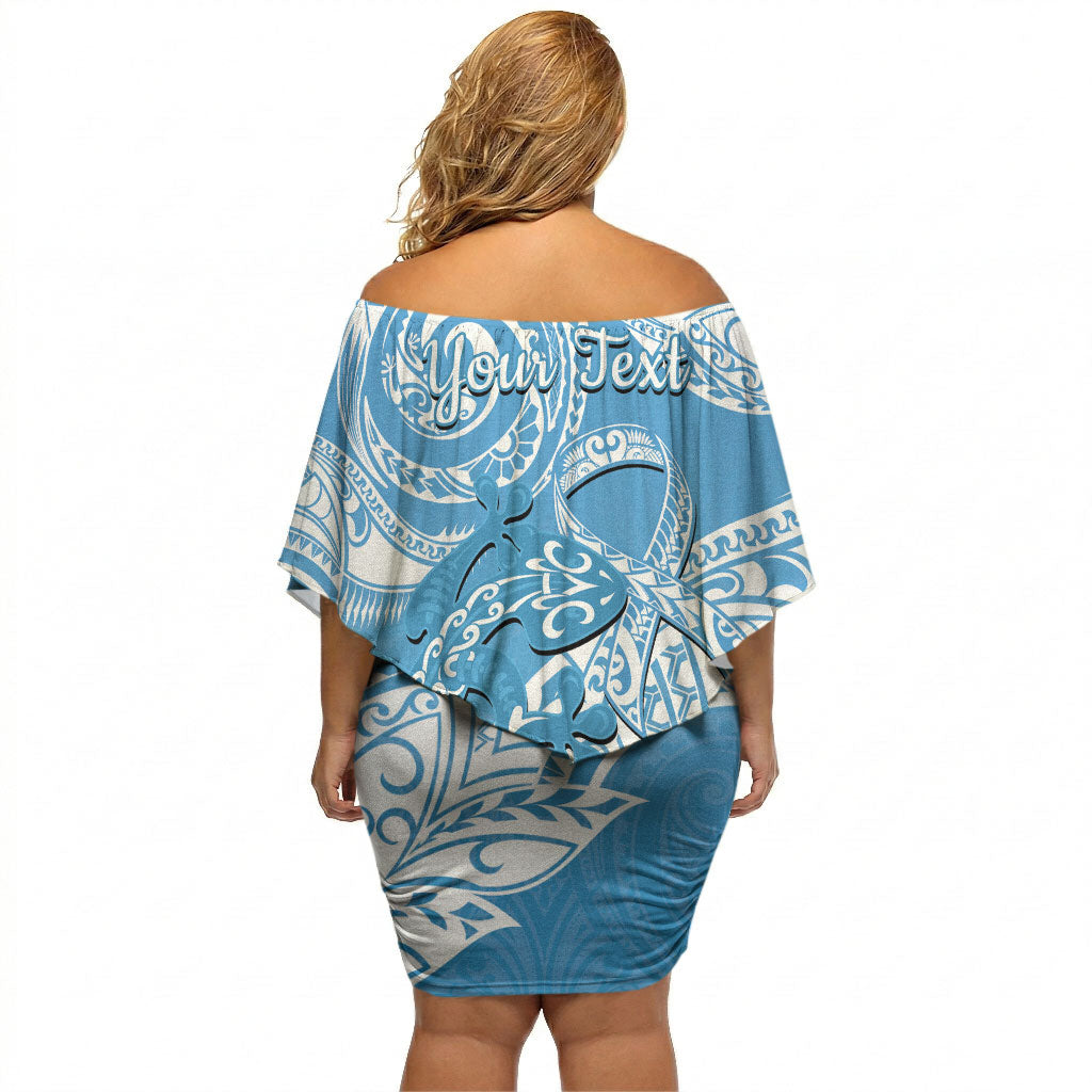 Personalised New Zealand Autism Support Off Shoulder Short Dress NZ Fern With Maori Koru Lizard