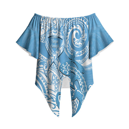 Personalised New Zealand Autism Support Off Shoulder Wrap Waist Top NZ Fern With Maori Koru Lizard