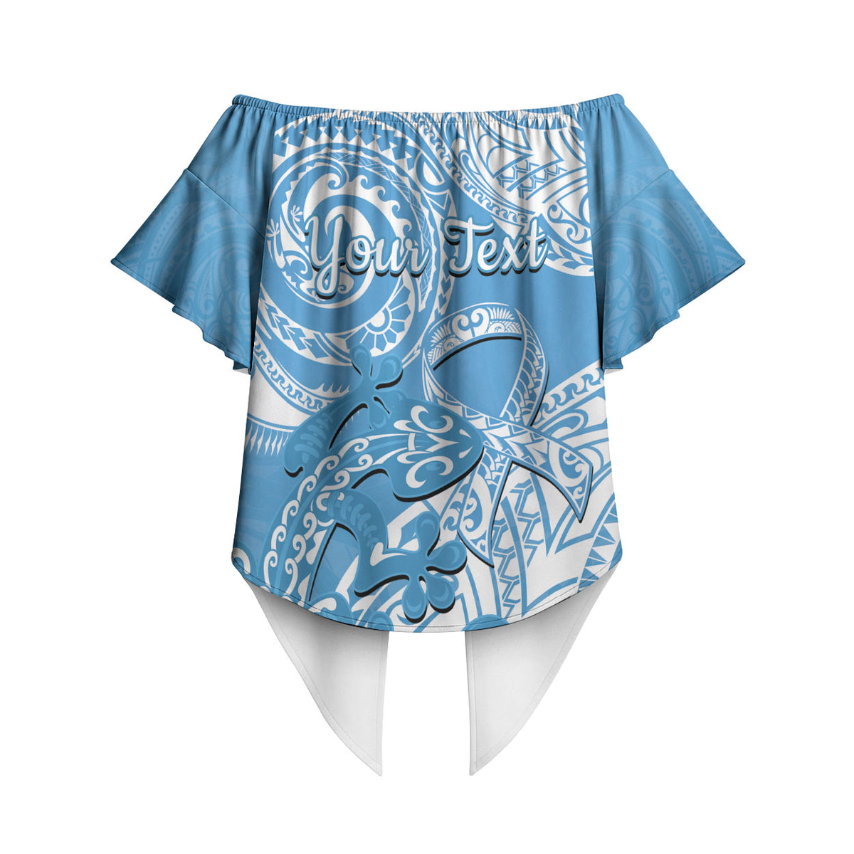 Personalised New Zealand Autism Support Off Shoulder Wrap Waist Top NZ Fern With Maori Koru Lizard