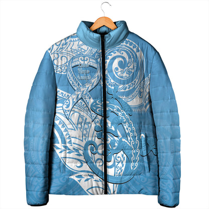 Personalised New Zealand Autism Support Padded Jacket NZ Fern With Maori Koru Lizard