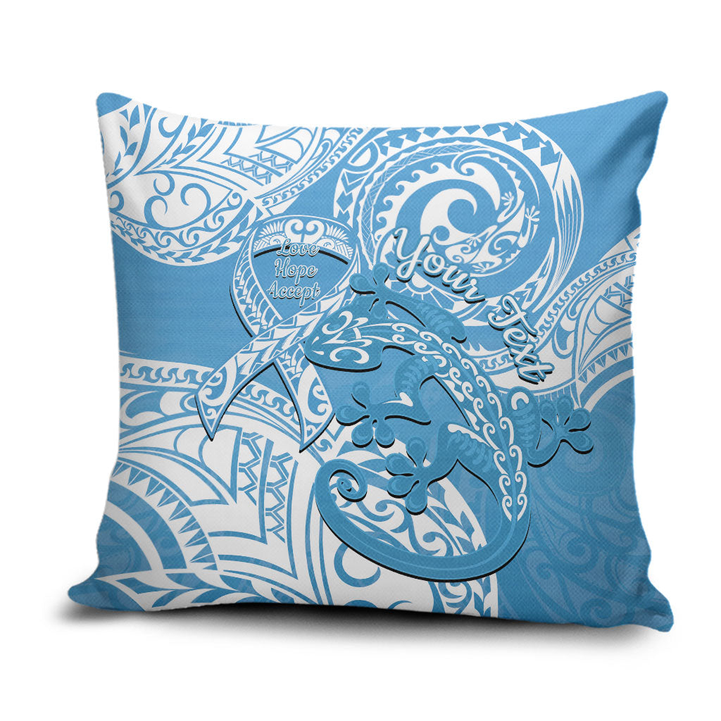 Personalised New Zealand Autism Support Pillow Cover NZ Fern With Maori Koru Lizard