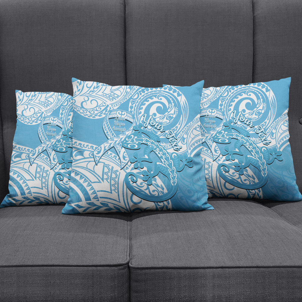 Personalised New Zealand Autism Support Pillow Cover NZ Fern With Maori Koru Lizard