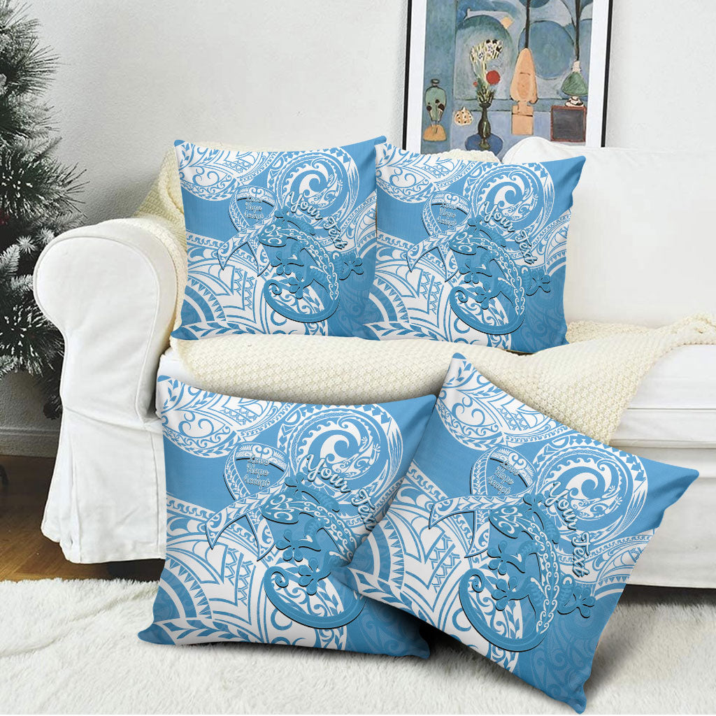 Personalised New Zealand Autism Support Pillow Cover NZ Fern With Maori Koru Lizard