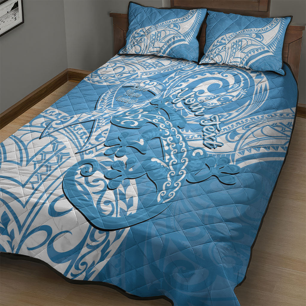 Personalised New Zealand Autism Support Quilt Bed Set NZ Fern With Maori Koru Lizard