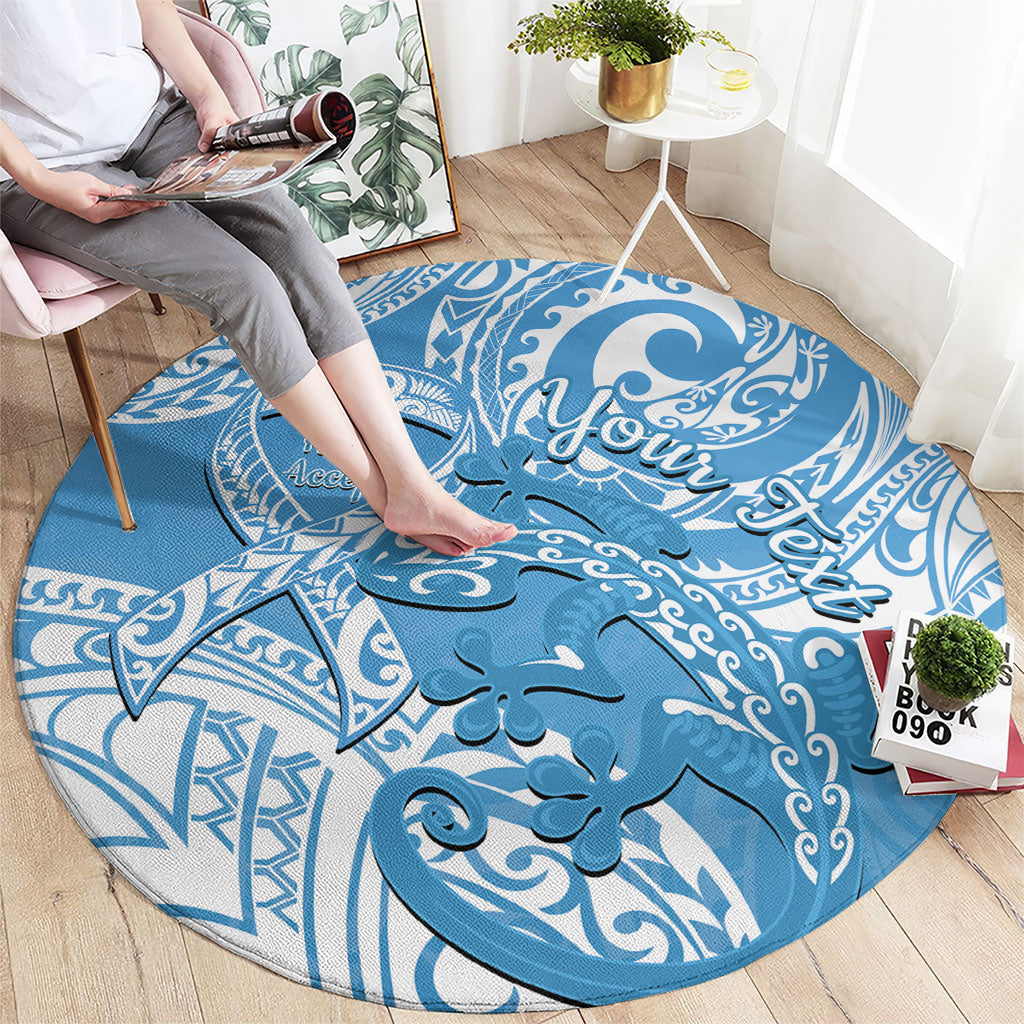 Personalised New Zealand Autism Support Round Carpet NZ Fern With Maori Koru Lizard