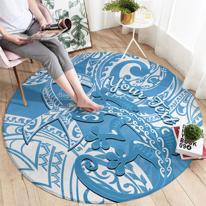Personalised New Zealand Autism Support Round Carpet NZ Fern With Maori Koru Lizard