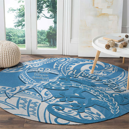 Personalised New Zealand Autism Support Round Carpet NZ Fern With Maori Koru Lizard