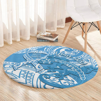 Personalised New Zealand Autism Support Round Carpet NZ Fern With Maori Koru Lizard