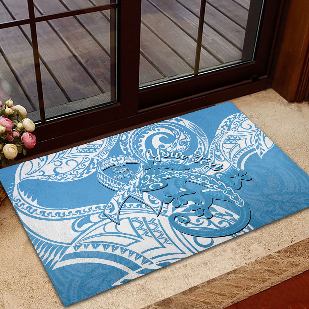 Personalised New Zealand Autism Support Rubber Doormat NZ Fern With Maori Koru Lizard