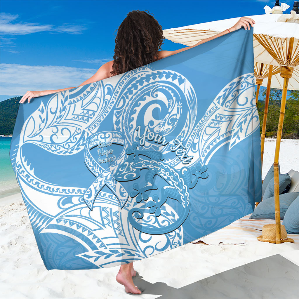 Personalised New Zealand Autism Support Sarong NZ Fern With Maori Koru Lizard