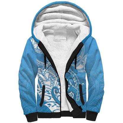 Personalised New Zealand Autism Support Sherpa Hoodie NZ Fern With Maori Koru Lizard