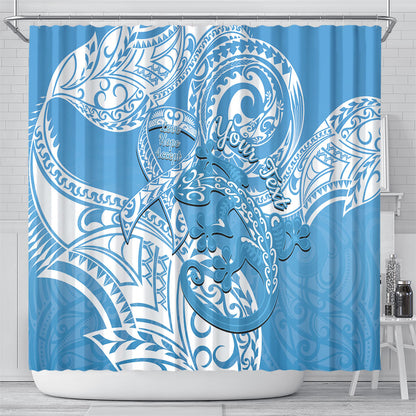 Personalised New Zealand Autism Support Shower Curtain NZ Fern With Maori Koru Lizard