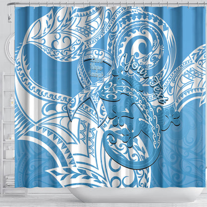 Personalised New Zealand Autism Support Shower Curtain NZ Fern With Maori Koru Lizard