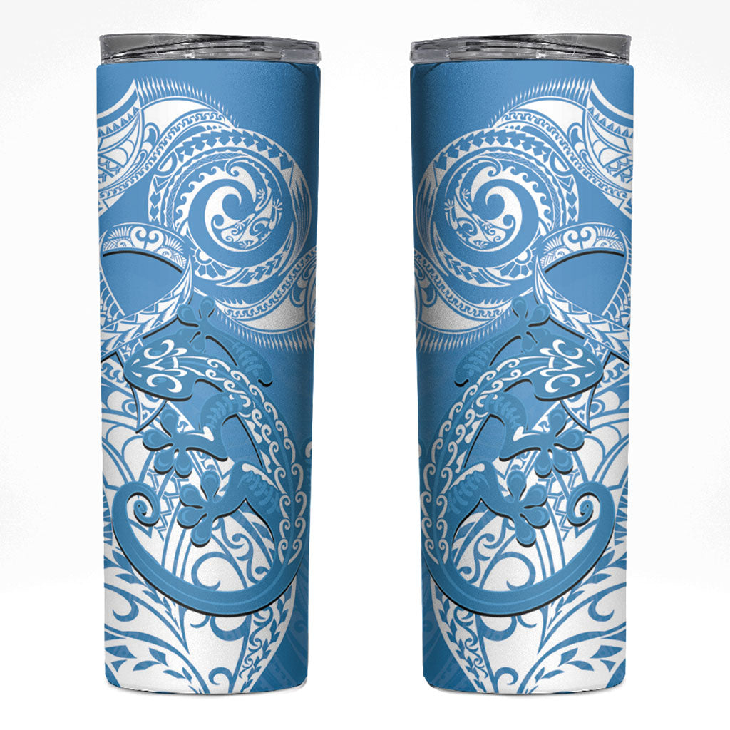New Zealand Autism Support Skinny Tumbler NZ Fern With Maori Koru Lizard