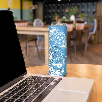New Zealand Autism Support Skinny Tumbler NZ Fern With Maori Koru Lizard