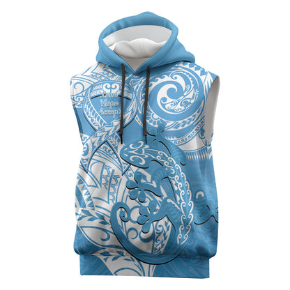 Personalised New Zealand Autism Support Sleeveless Hoodie NZ Fern With Maori Koru Lizard