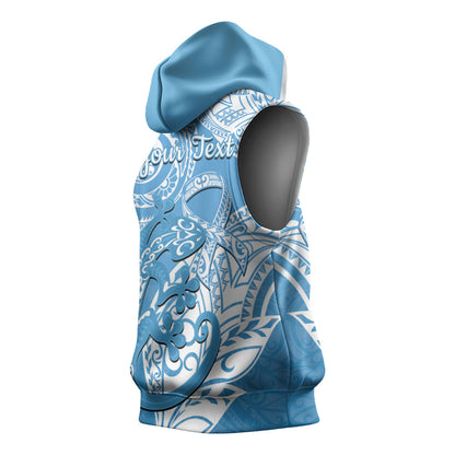 Personalised New Zealand Autism Support Sleeveless Hoodie NZ Fern With Maori Koru Lizard