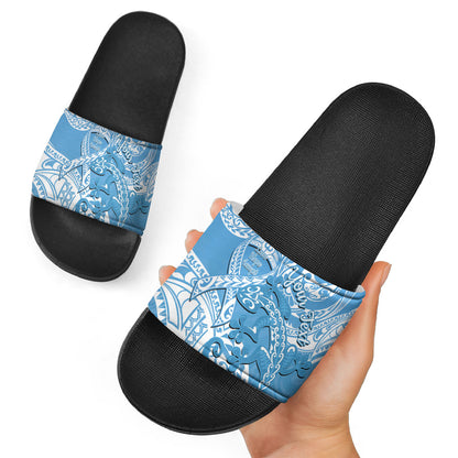 Personalised New Zealand Autism Support Slide Sandals NZ Fern With Maori Koru Lizard