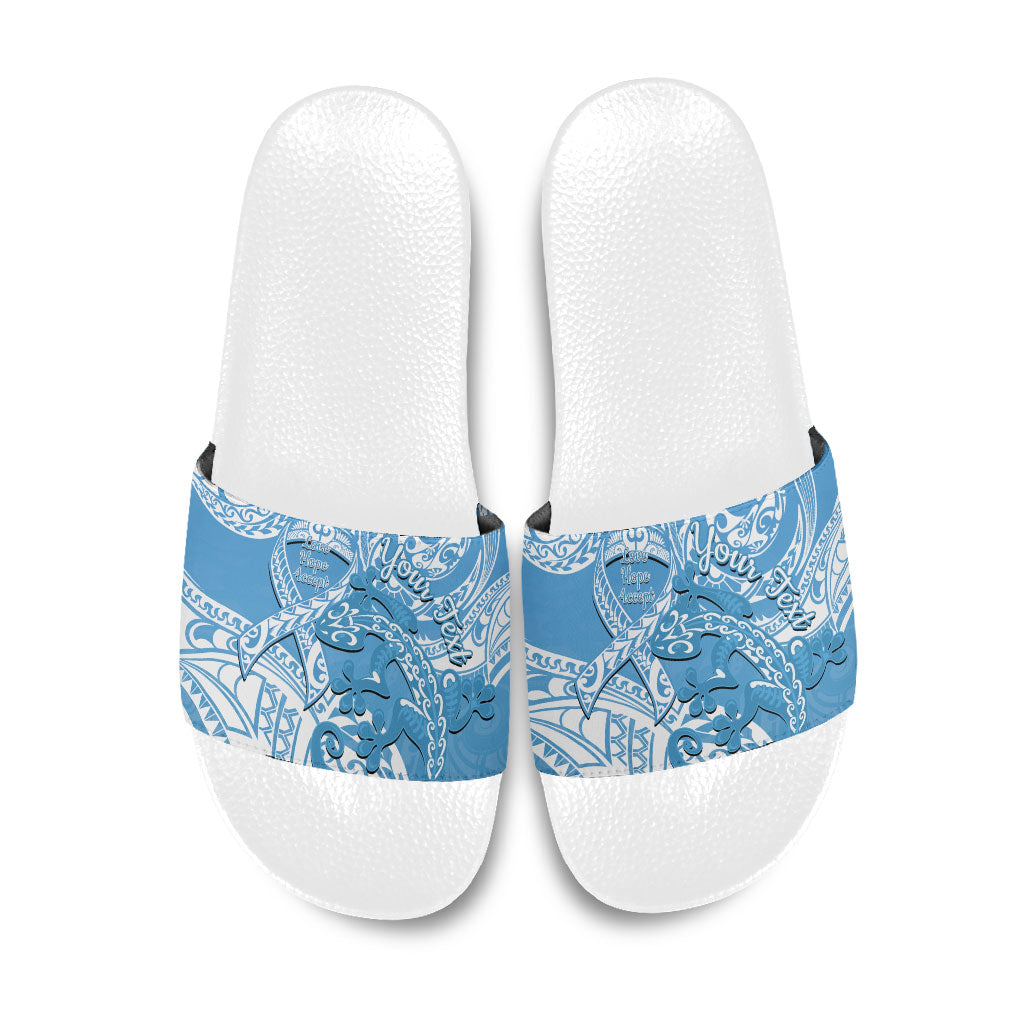 Personalised New Zealand Autism Support Slide Sandals NZ Fern With Maori Koru Lizard