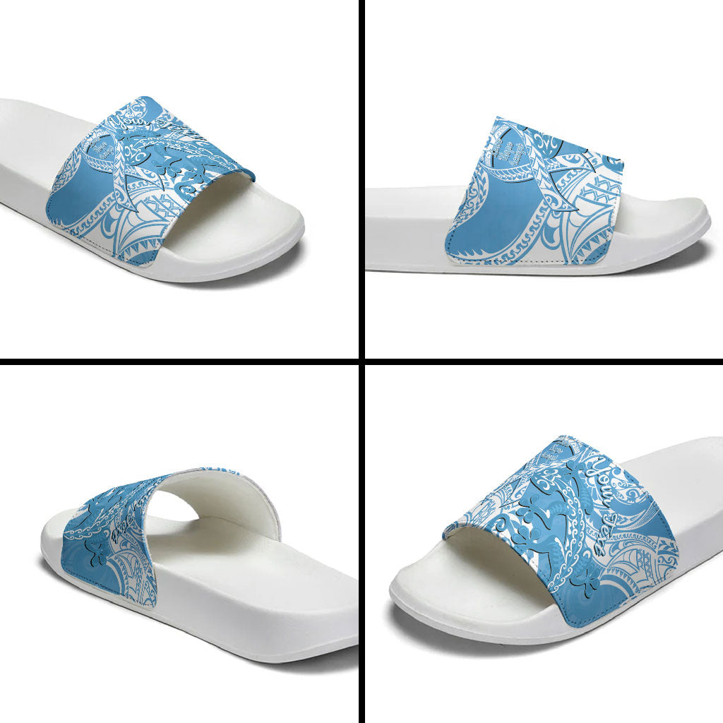 Personalised New Zealand Autism Support Slide Sandals NZ Fern With Maori Koru Lizard