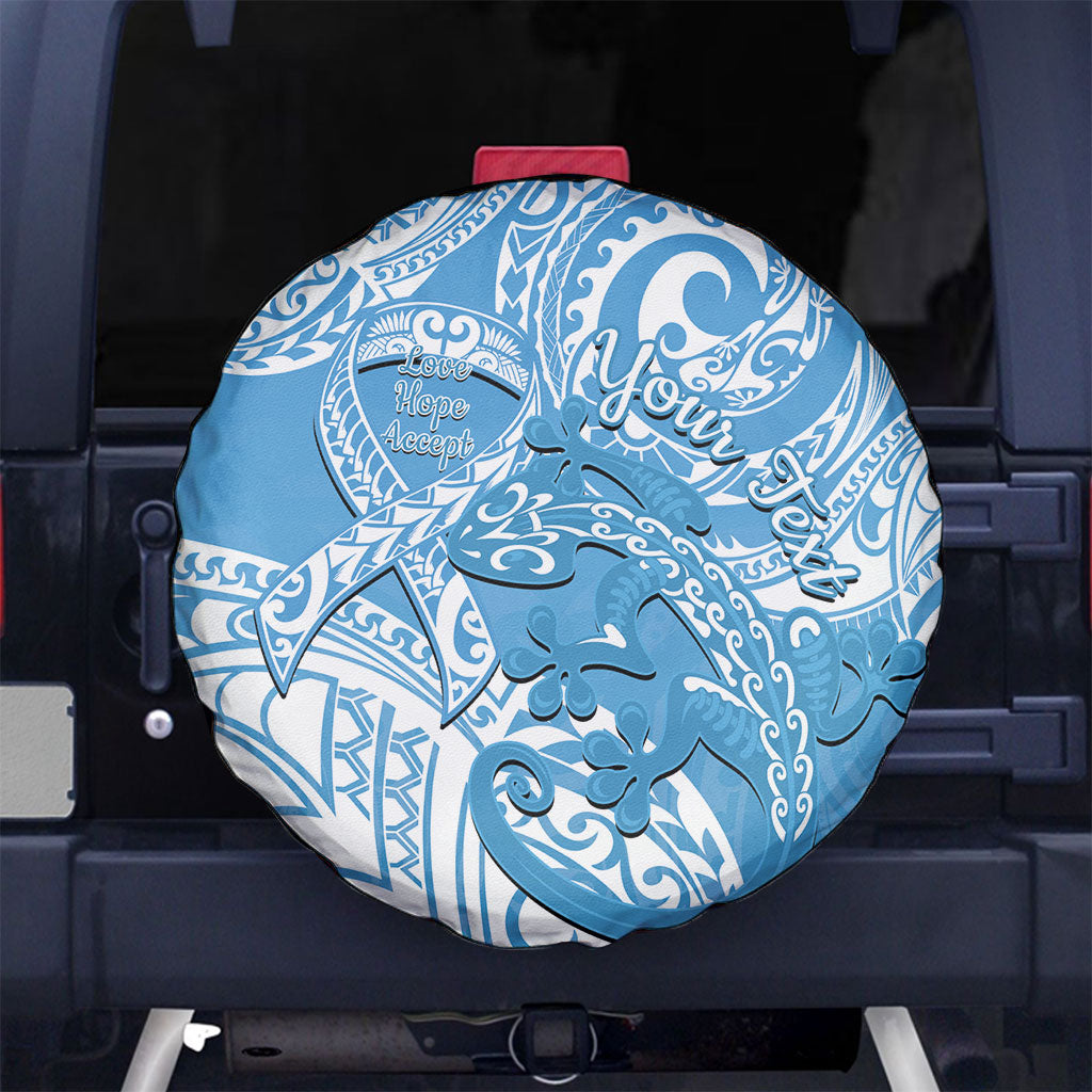 Personalised New Zealand Autism Support Spare Tire Cover NZ Fern With Maori Koru Lizard