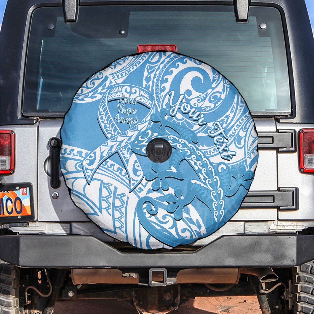 Personalised New Zealand Autism Support Spare Tire Cover NZ Fern With Maori Koru Lizard