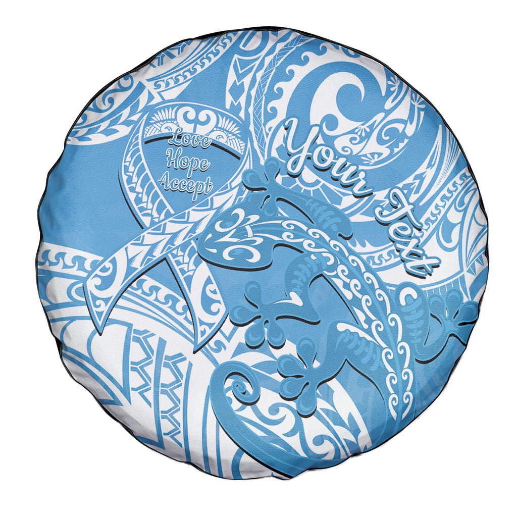 Personalised New Zealand Autism Support Spare Tire Cover NZ Fern With Maori Koru Lizard