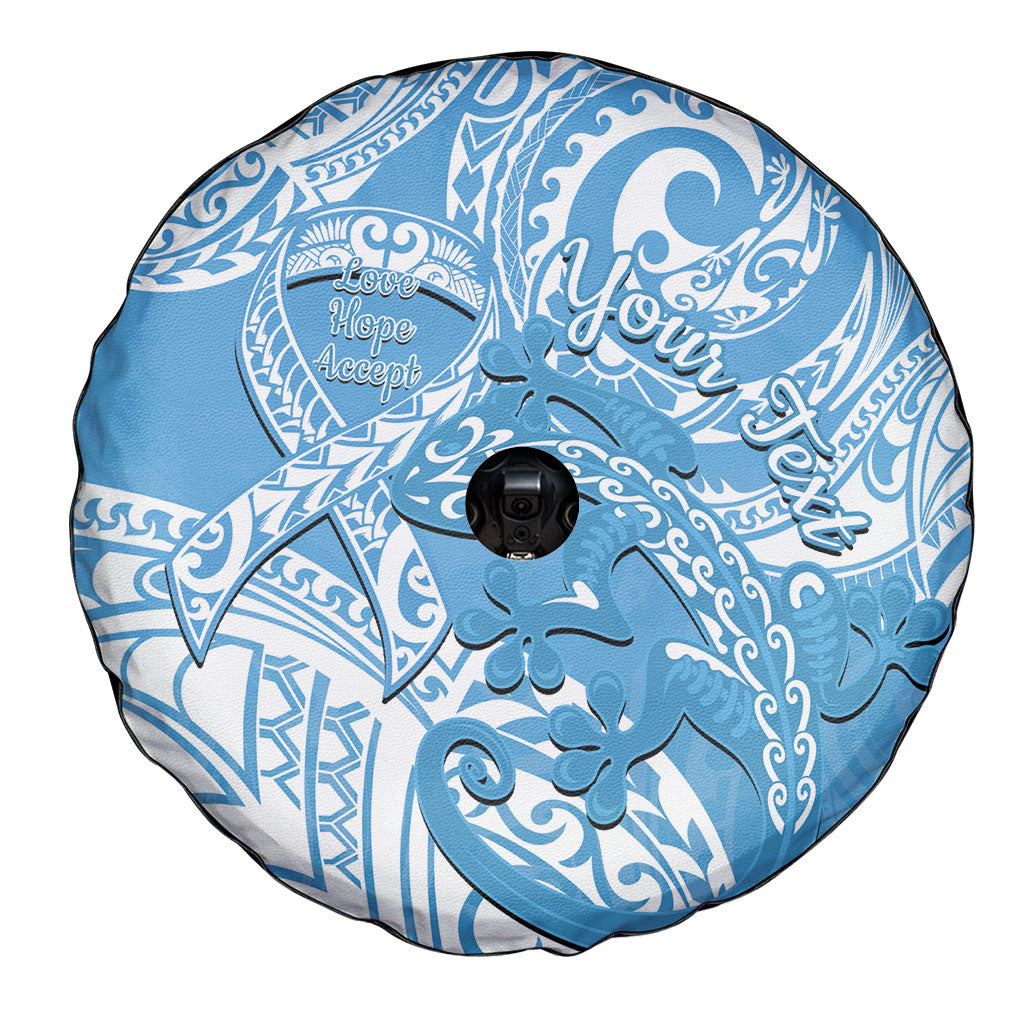 Personalised New Zealand Autism Support Spare Tire Cover NZ Fern With Maori Koru Lizard