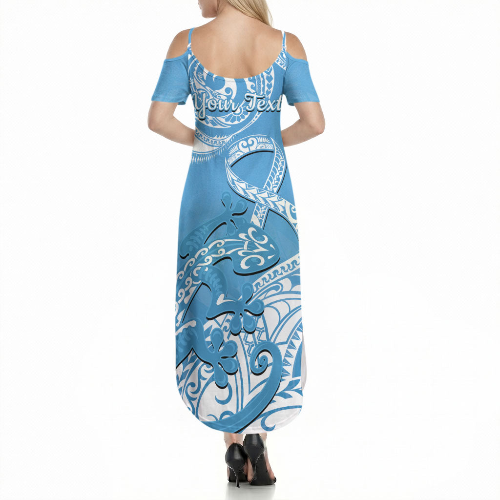 Personalised New Zealand Autism Support Summer Maxi Dress NZ Fern With Maori Koru Lizard