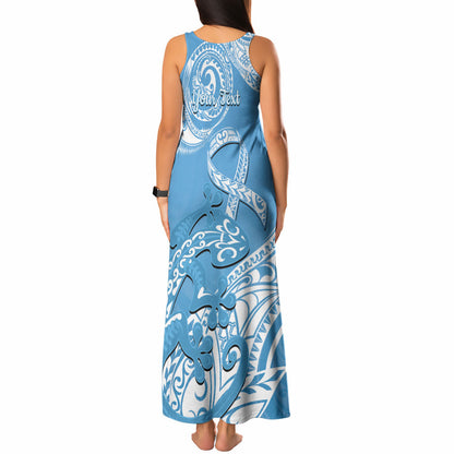 Personalised New Zealand Autism Support Tank Maxi Dress NZ Fern With Maori Koru Lizard