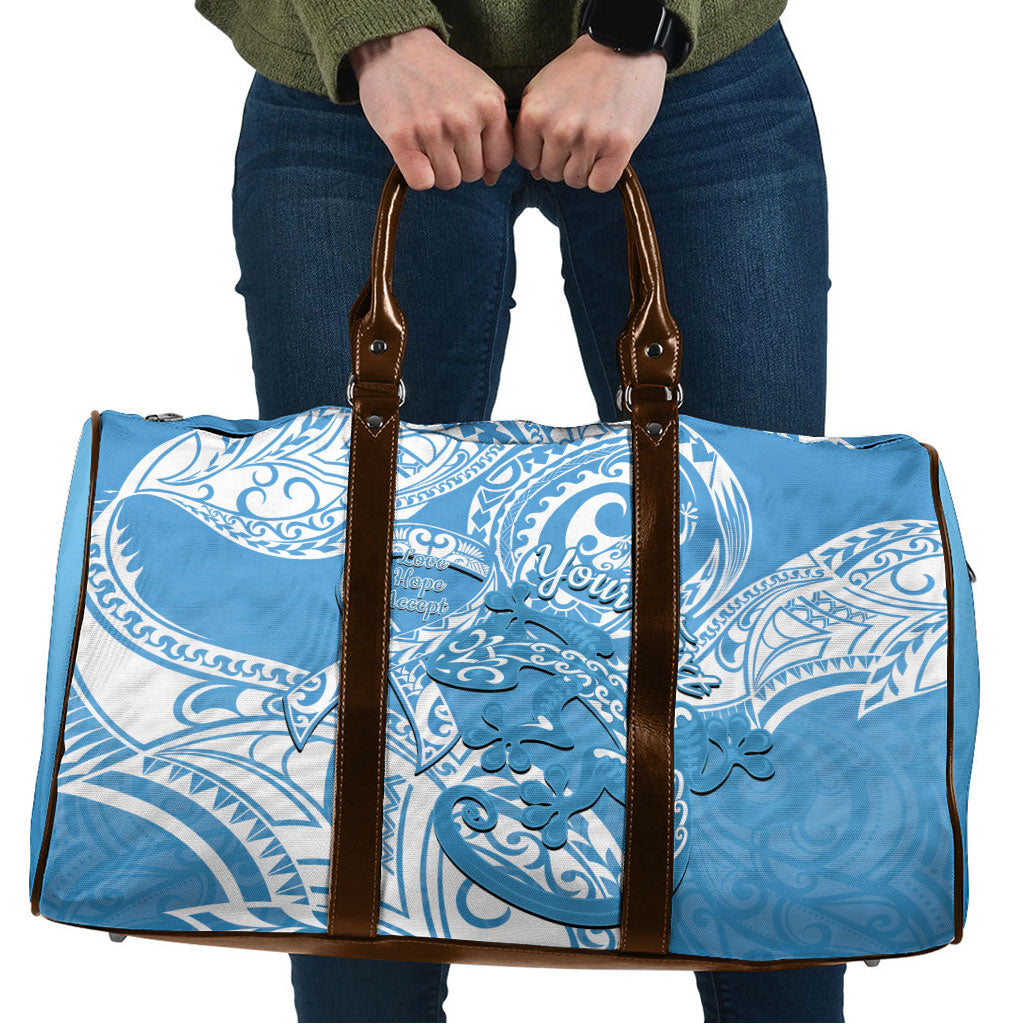 Personalised New Zealand Autism Support Travel Bag NZ Fern With Maori Koru Lizard