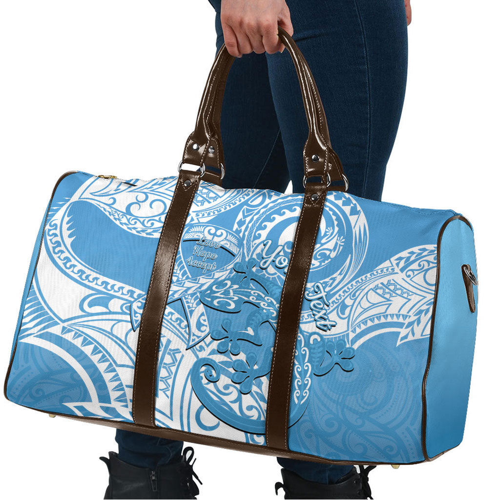 Personalised New Zealand Autism Support Travel Bag NZ Fern With Maori Koru Lizard