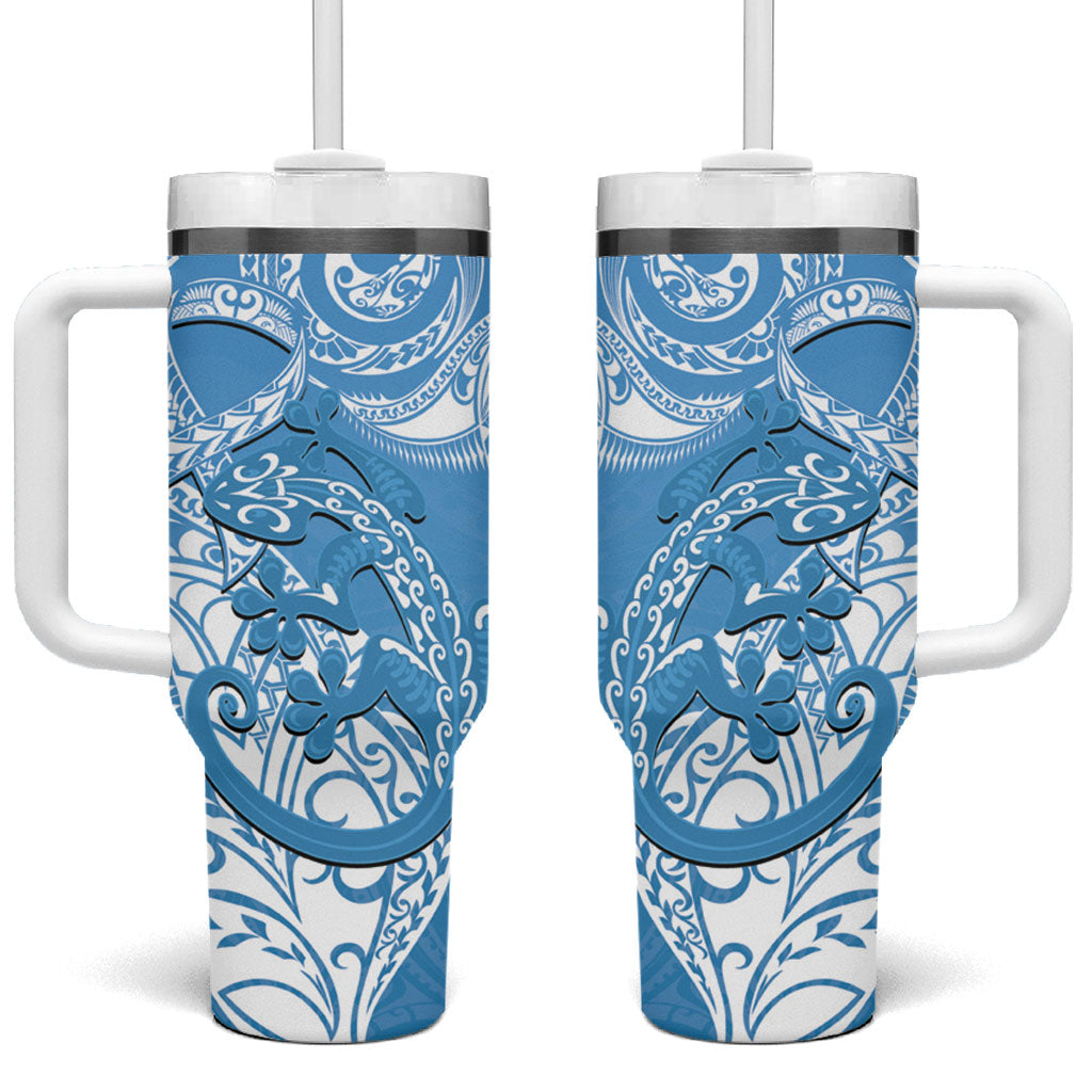 New Zealand Autism Support Tumbler With Handle NZ Fern With Maori Koru Lizard