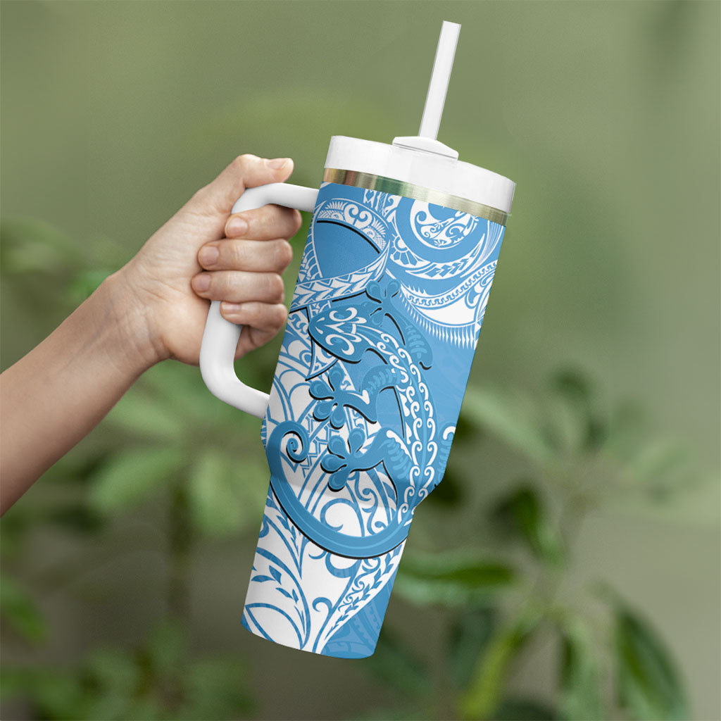 New Zealand Autism Support Tumbler With Handle NZ Fern With Maori Koru Lizard