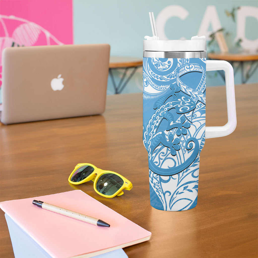 New Zealand Autism Support Tumbler With Handle NZ Fern With Maori Koru Lizard
