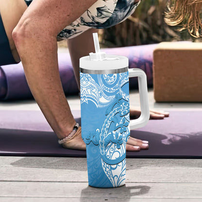 New Zealand Autism Support Tumbler With Handle NZ Fern With Maori Koru Lizard