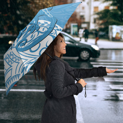 Personalised New Zealand Autism Support Umbrella NZ Fern With Maori Koru Lizard