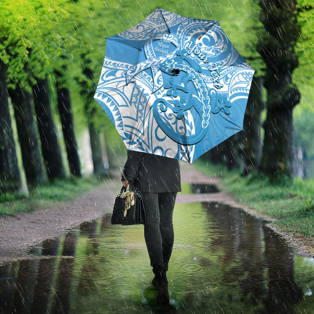 Personalised New Zealand Autism Support Umbrella NZ Fern With Maori Koru Lizard