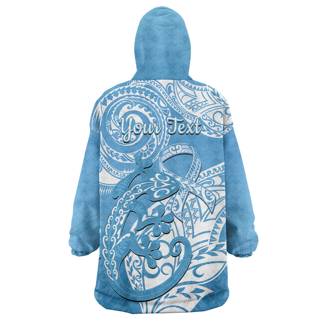 Personalised New Zealand Autism Support Wearable Blanket Hoodie NZ Fern With Maori Koru Lizard
