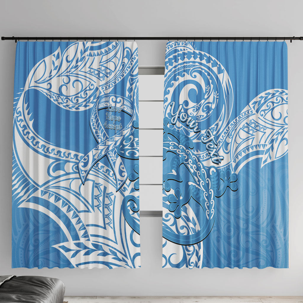 Personalised New Zealand Autism Support Window Curtain NZ Fern With Maori Koru Lizard