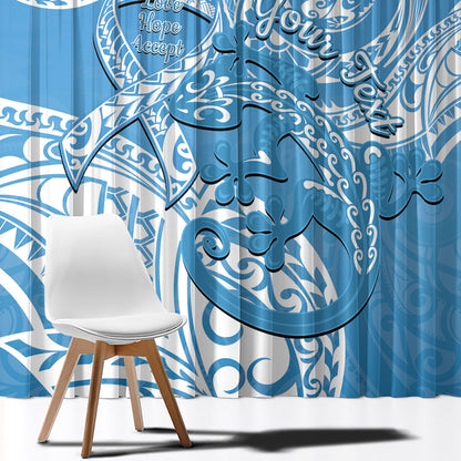 Personalised New Zealand Autism Support Window Curtain NZ Fern With Maori Koru Lizard