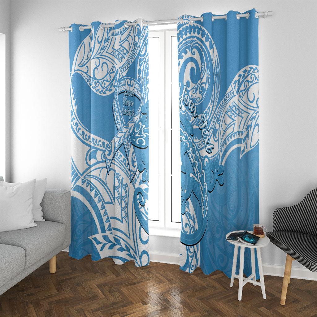 Personalised New Zealand Autism Support Window Curtain NZ Fern With Maori Koru Lizard
