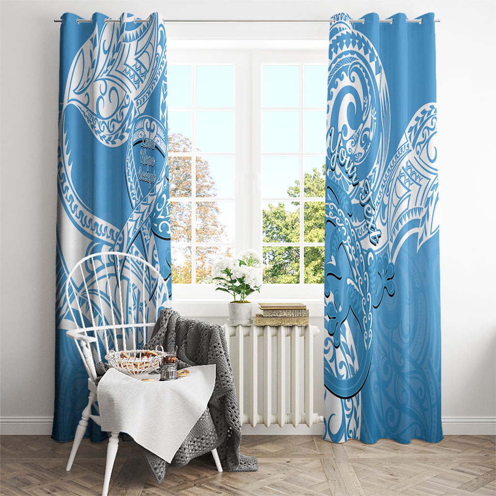 Personalised New Zealand Autism Support Window Curtain NZ Fern With Maori Koru Lizard
