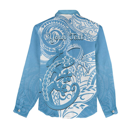 Personalised New Zealand Autism Support Women Casual Shirt NZ Fern With Maori Koru Lizard