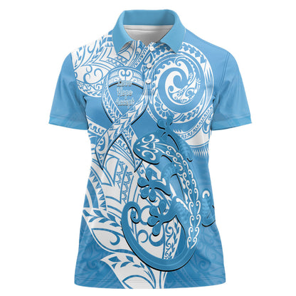 Personalised New Zealand Autism Support Women Polo Shirt NZ Fern With Maori Koru Lizard