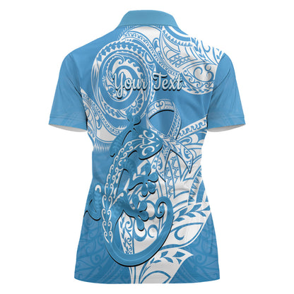 Personalised New Zealand Autism Support Women Polo Shirt NZ Fern With Maori Koru Lizard