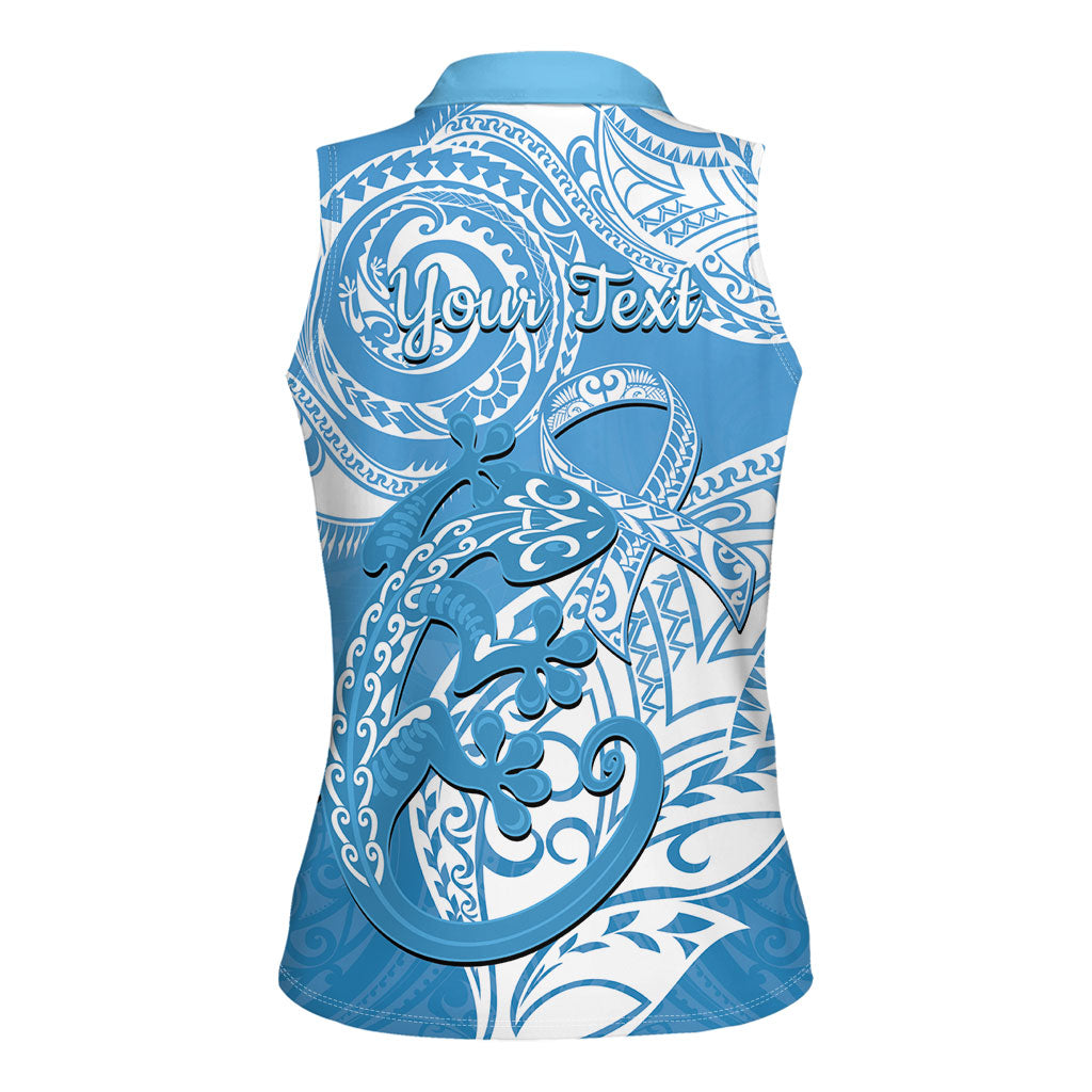 Personalised New Zealand Autism Support Women Sleeveless Polo Shirt NZ Fern With Maori Koru Lizard
