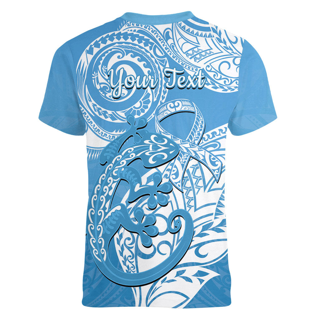 Personalised New Zealand Autism Support Women V-Neck T-Shirt NZ Fern With Maori Koru Lizard